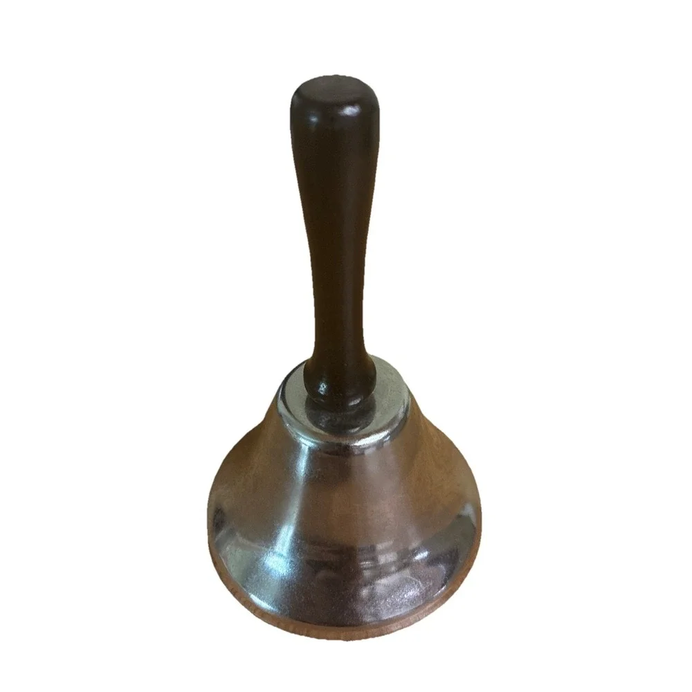 Vintage Bell Wooden Handle School House Collectible 4